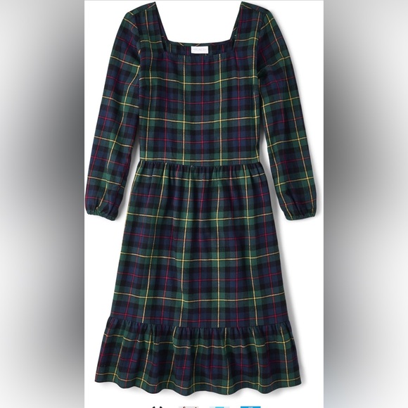 The Children's Place Plaid Dress - Green, Blue, Pink - Picture 3 of 6